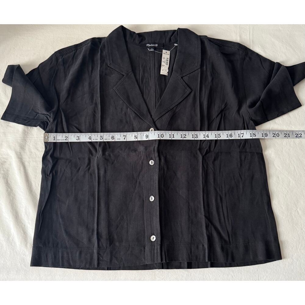 New Madewell Button-Front Resort Shirt in Lusterweave in True Black Size S - Picture 8 of 9